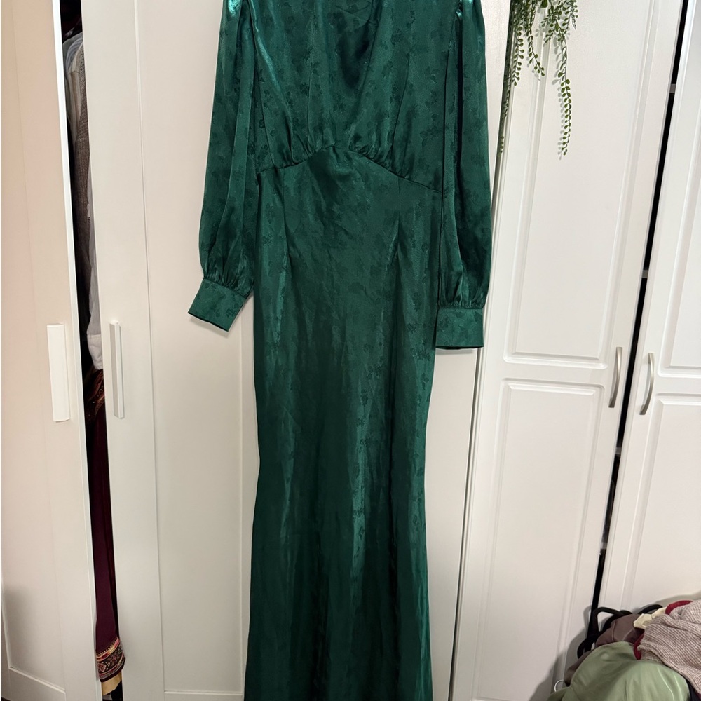 Elegant Green Satin Dress